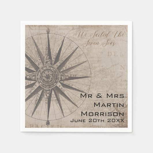 Nautisch Oceaan Jacht Bruiloft Servet (Voorkant)