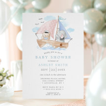 Nautisch olifant Beer Waterverf Baby shower