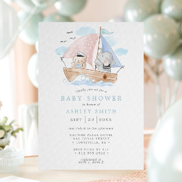 Nautisch olifant Beer Waterverf Baby shower Kaart