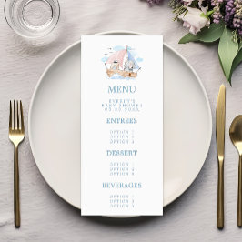 Nautisch olifant Beer Waterverf Baby shower Menu