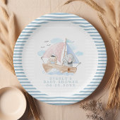 Nautisch olifant Beer Waterverf Baby shower Papieren Bordje