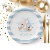 Nautisch olifant Beer Waterverf Baby shower Papieren Bordje