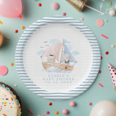 Nautisch olifant Beer Waterverf Baby shower Papieren Bordje