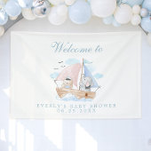 Nautisch olifant Beer Waterverf Baby shower Spandoek