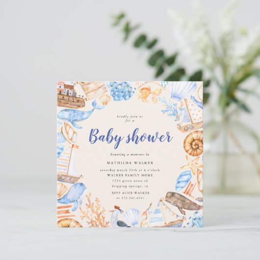 Nautisch onder de uitnodiging van het Zee Baby sho (Staand voorkant)