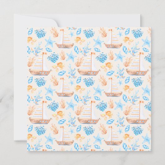 Nautisch onder de uitnodiging van het Zee Baby sho (Achterkant)