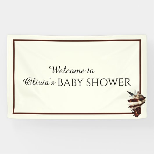 Nautisch onder de zeeen schelp woestijn chique vli spandoek (Horizontaal)