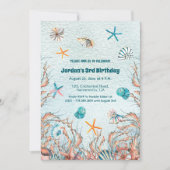 Nautisch onder het Zee 3e verjaardag uitnodiging (Voorkant)