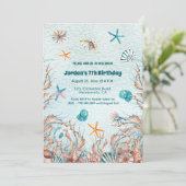 Nautisch onder het Zee 7e verjaardag uitnodiging (Staand voorkant)