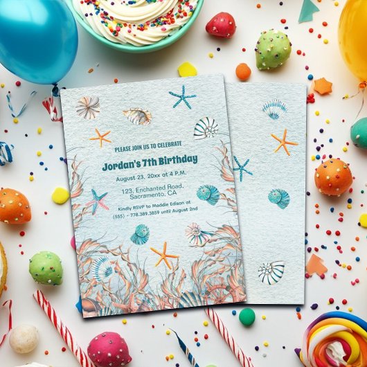 Nautisch onder het Zee 7e verjaardag uitnodiging