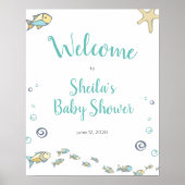 Nautisch onder het Zee Welkom in Baby shower Poster (Voorkant)