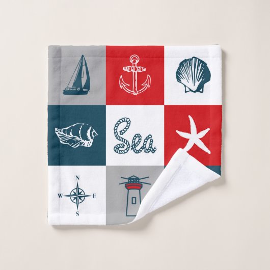 Nautisch ontwerp bad handdoek (Wasdoekje)
