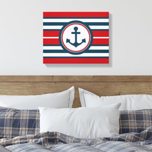 Nautisch ontwerp canvas afdruk (Insitu (Slaapkamer))