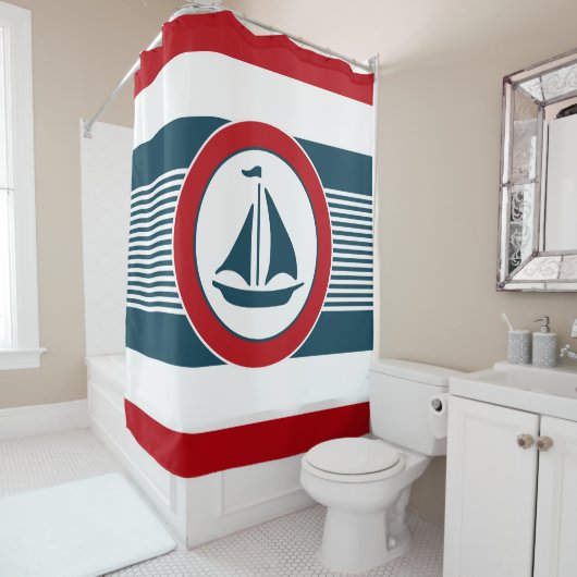 Nautisch ontwerp douchegordijn (In situ)