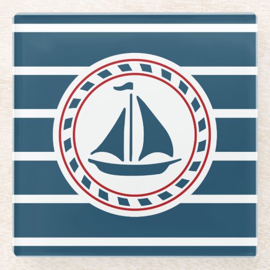Nautisch ontwerp glazen onderzetter (Voorkant)