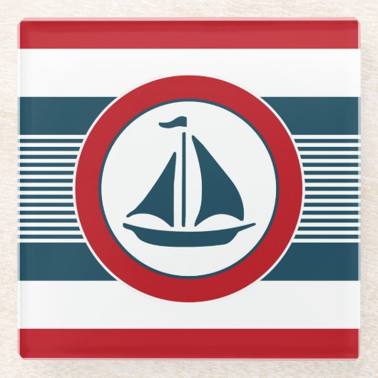 Nautisch ontwerp glazen onderzetter (Voorkant)