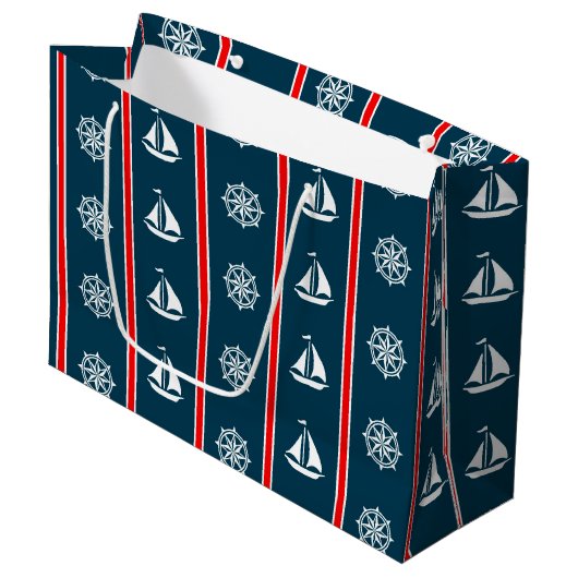 Nautisch ontwerp large cadeautasje (Voorkant Gekanteld)