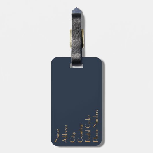 Nautisch ontwerp met gouden kompas en anker bagagelabel (Achterkant verticaal)