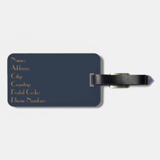 Nautisch ontwerp met gouden kompas en anker bagagelabel (Achterkant horizontaal)