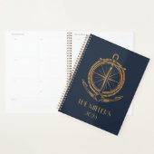 Nautisch ontwerp met gouden kompas en anker planner (Display)