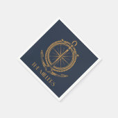 Nautisch ontwerp met gouden kompas en anker servet (Hoek)