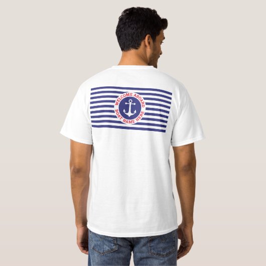 Nautisch ontwerp met marinestripes t-shirt (Achterkant volledig)