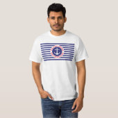 Nautisch ontwerp met marinestripes t-shirt (Voorkant volledig)