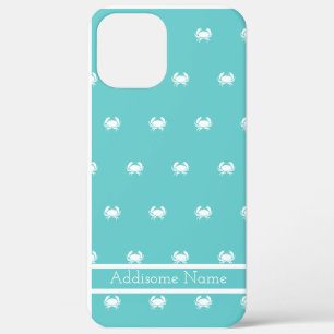 Nautisch ontwerp met witte krab op Blauwgroen blau Case-Mate iPhone Case