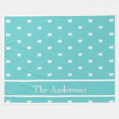 Nautisch ontwerp met witte krab op Blauwgroen blau Fleece Deken (Voorkant (Horizontaal))