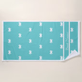 Nautisch ontwerp met witte krab op Blauwgroen blau Strandlaken (Voorkant)