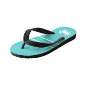 Nautisch ontwerp met witte krab op turquoise blauw kinder teenslippers (Schuin)