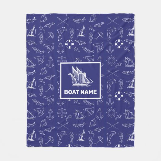 Nautisch ontwerp navy blue deken (Voorkant)