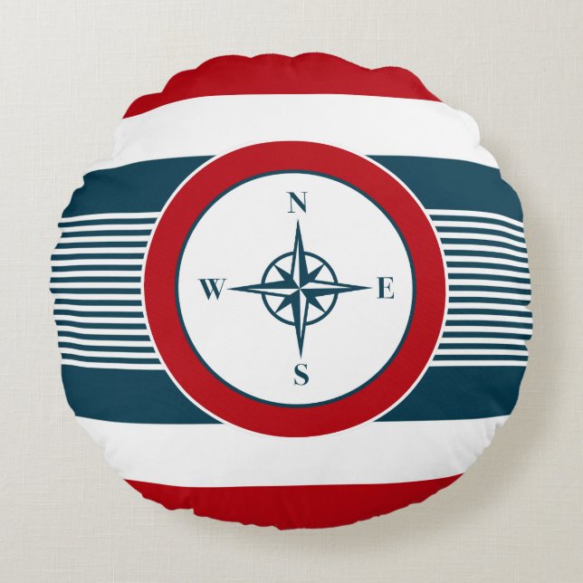 Nautisch ontwerp rond kussen (Voorkant)