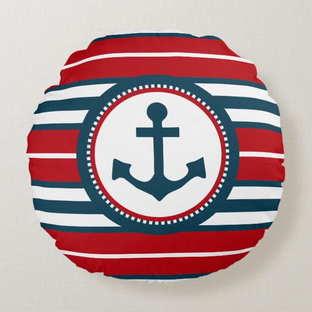 Nautisch ontwerp rond kussen (Voorkant)