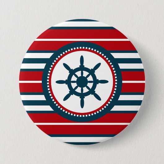 Nautisch ontwerp ronde button 7,6 cm (Voorkant)