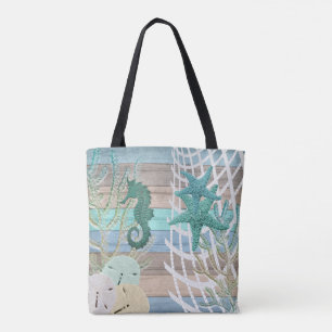Nautisch ontwerp van zeestralen tote bag