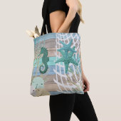 Nautisch ontwerp van zeestralen tote bag (Dichtbij)