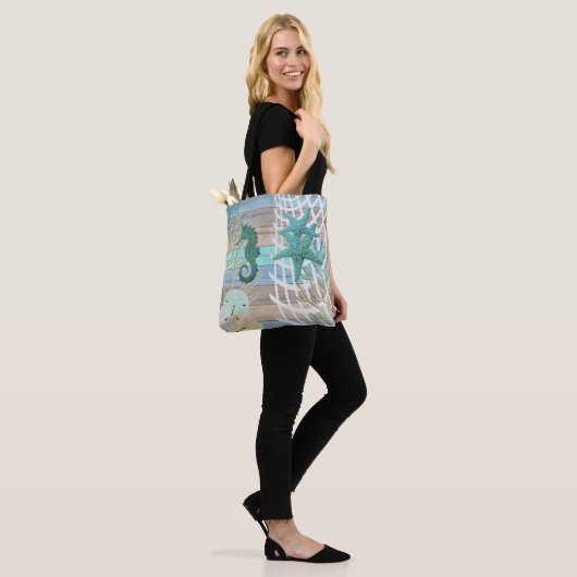 Nautisch ontwerp van zeestralen tote bag (Op model)