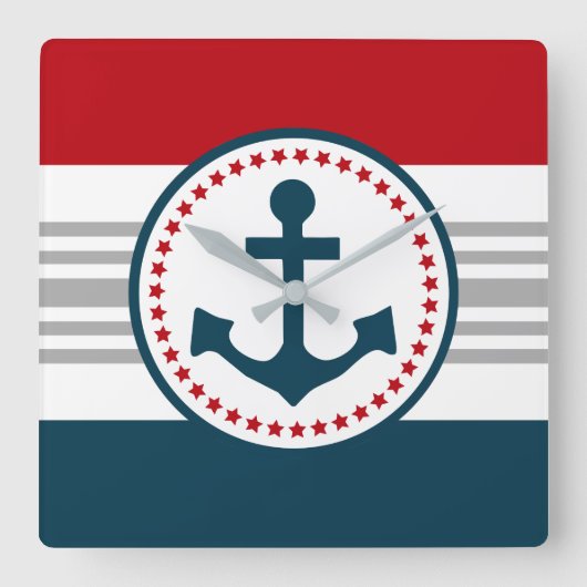 Nautisch ontwerp vierkante klok (Voorkant)