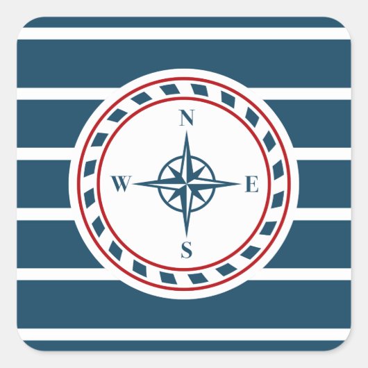 Nautisch ontwerp vierkante sticker (Voorkant)