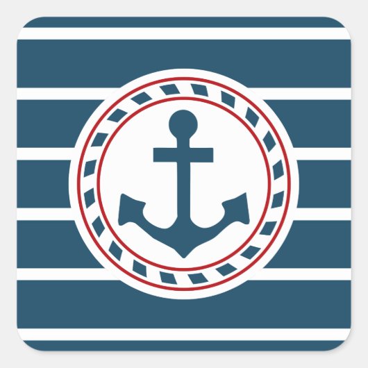 Nautisch ontwerp vierkante sticker (Voorkant)