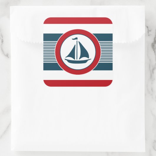 Nautisch ontwerp vierkante sticker (Tas)