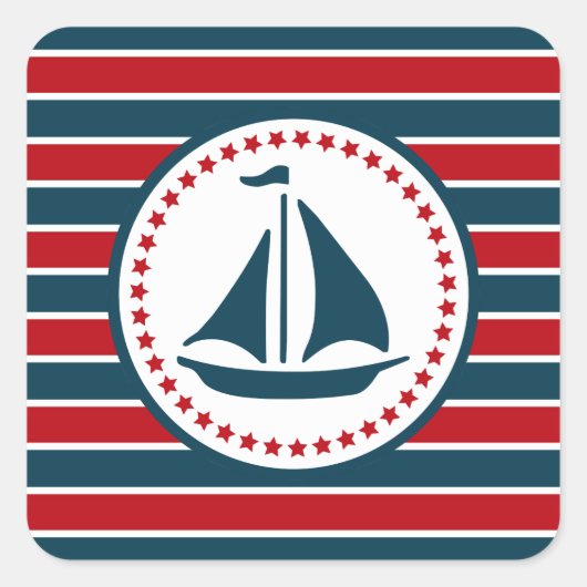 Nautisch ontwerp vierkante sticker (Voorkant)