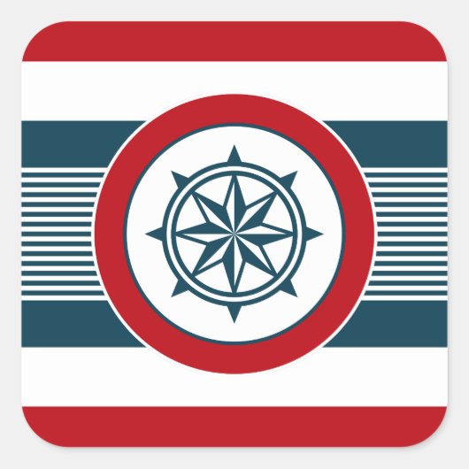 Nautisch ontwerp vierkante sticker (Voorkant)