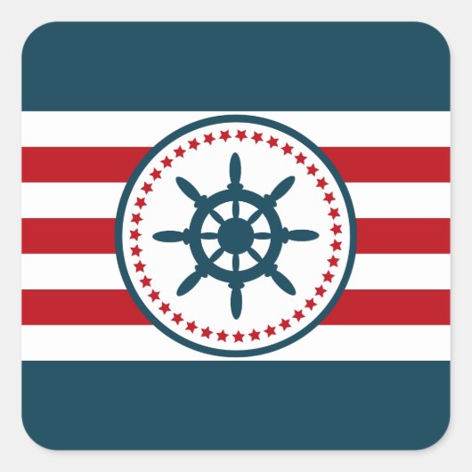 Nautisch ontwerp vierkante sticker (Voorkant)