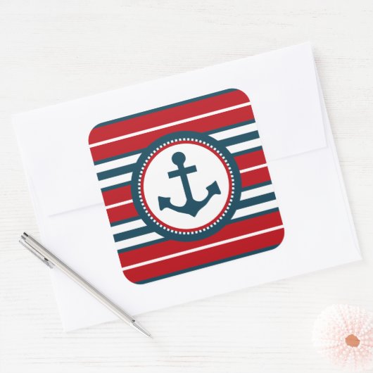 Nautisch ontwerp vierkante sticker (Envelop)