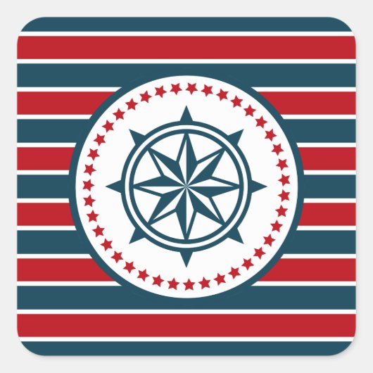 Nautisch ontwerp vierkante sticker (Voorkant)