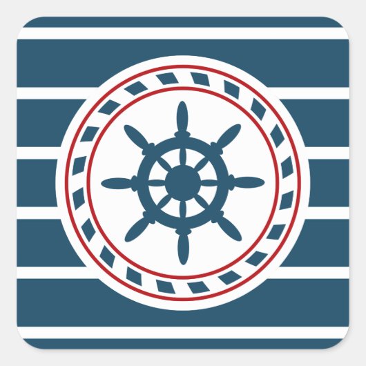 Nautisch ontwerp vierkante sticker (Voorkant)