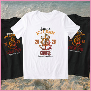 Nautisch oranje & witte naam 30e verjaardags cruis t-shirt