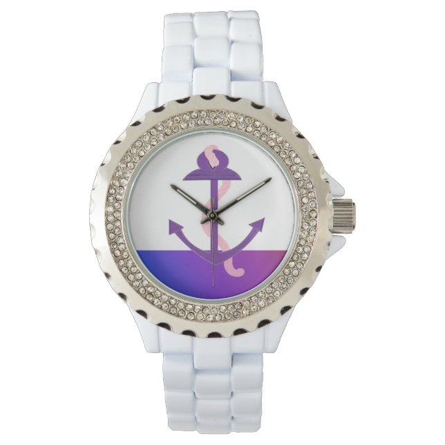 Nautisch paarse anker horloge (Voorkant)